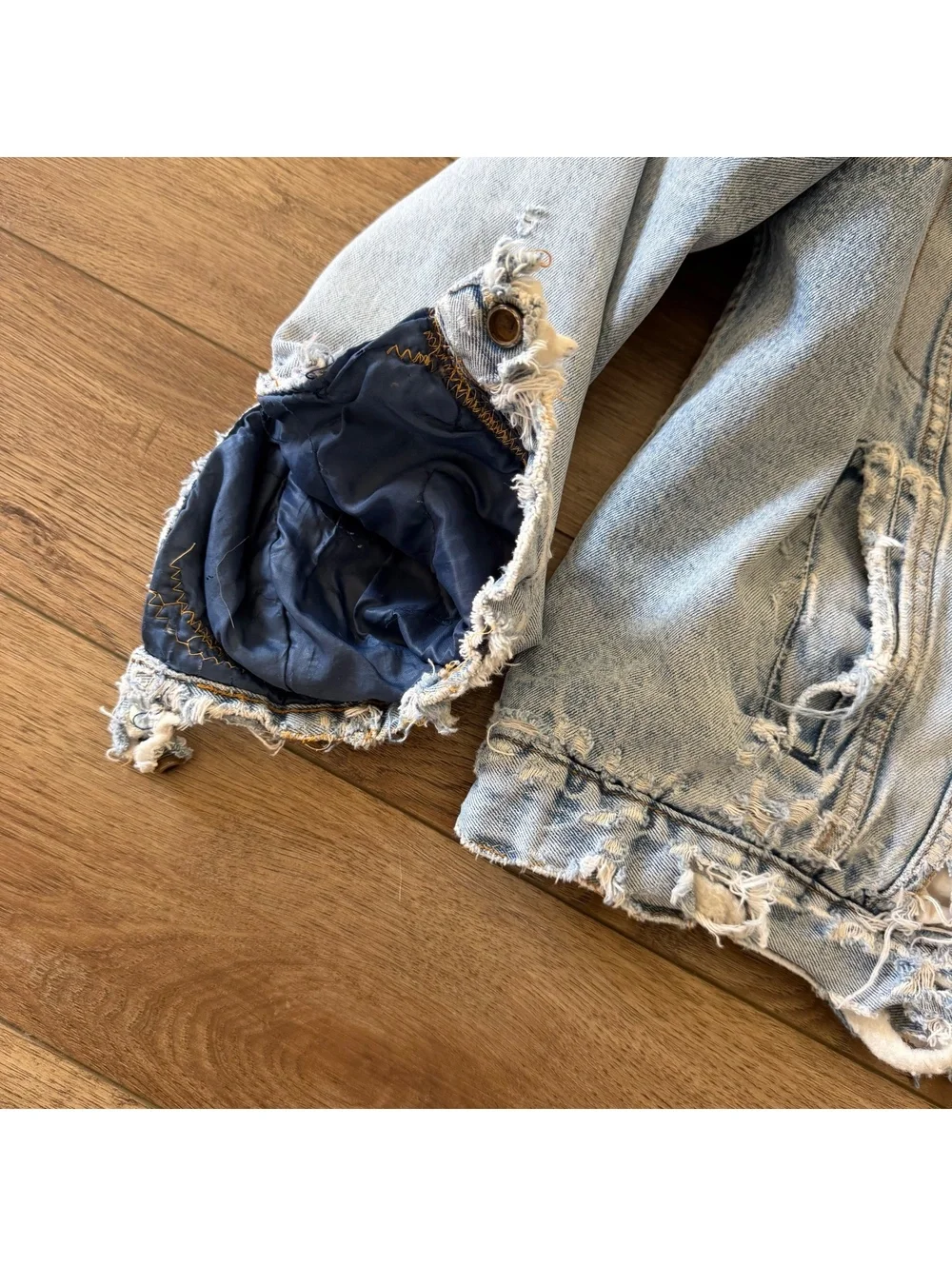 Vtg Silver Spur Western Sherpa Denim Jacket Thrashed XL